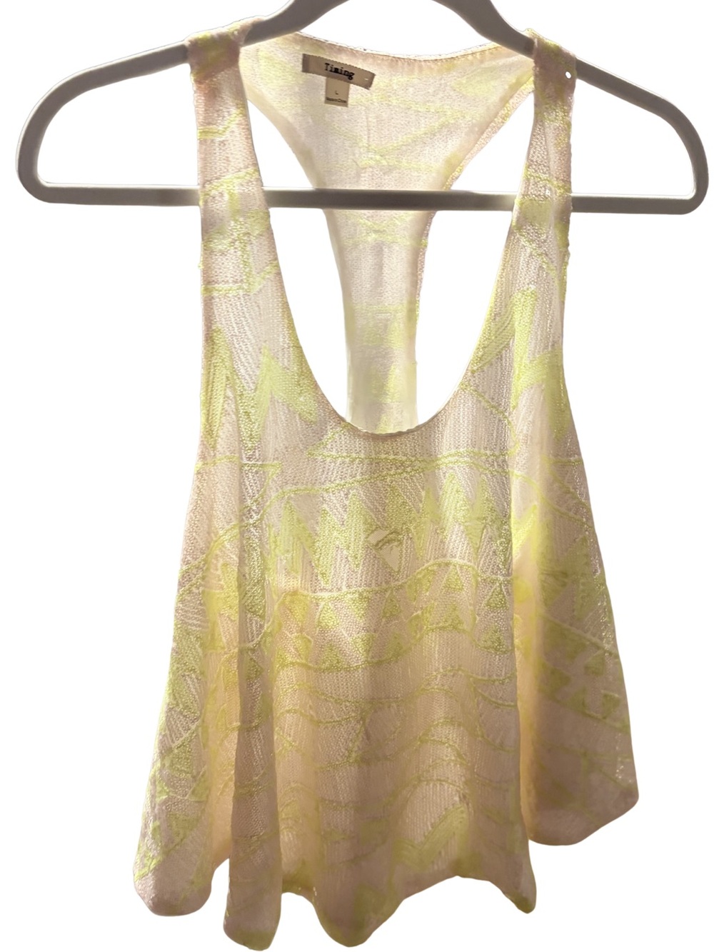 Timing Neon Yellow Sequined Racerback Swing Tank-Large, Read Notes